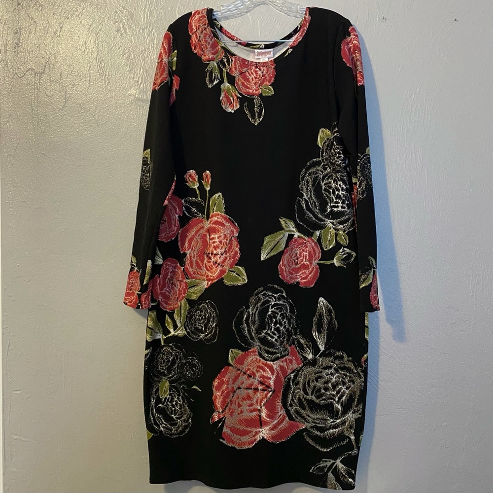 Lularoe Floral Midi Length Long Sleeve Bodycon Dress
